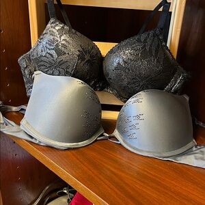 Victoria’s Secret Black and Gray Blingy Bras